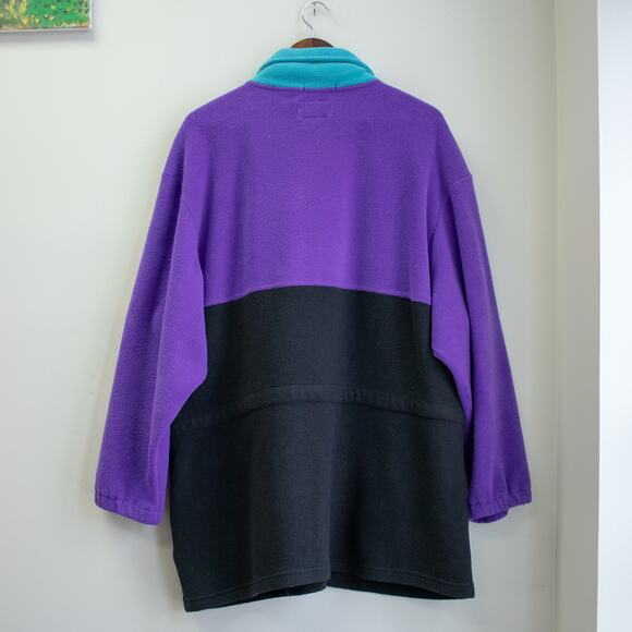 Denim & Co. 90s Color Block Fleece Zip-up Size 1X - Picture 2 of 8